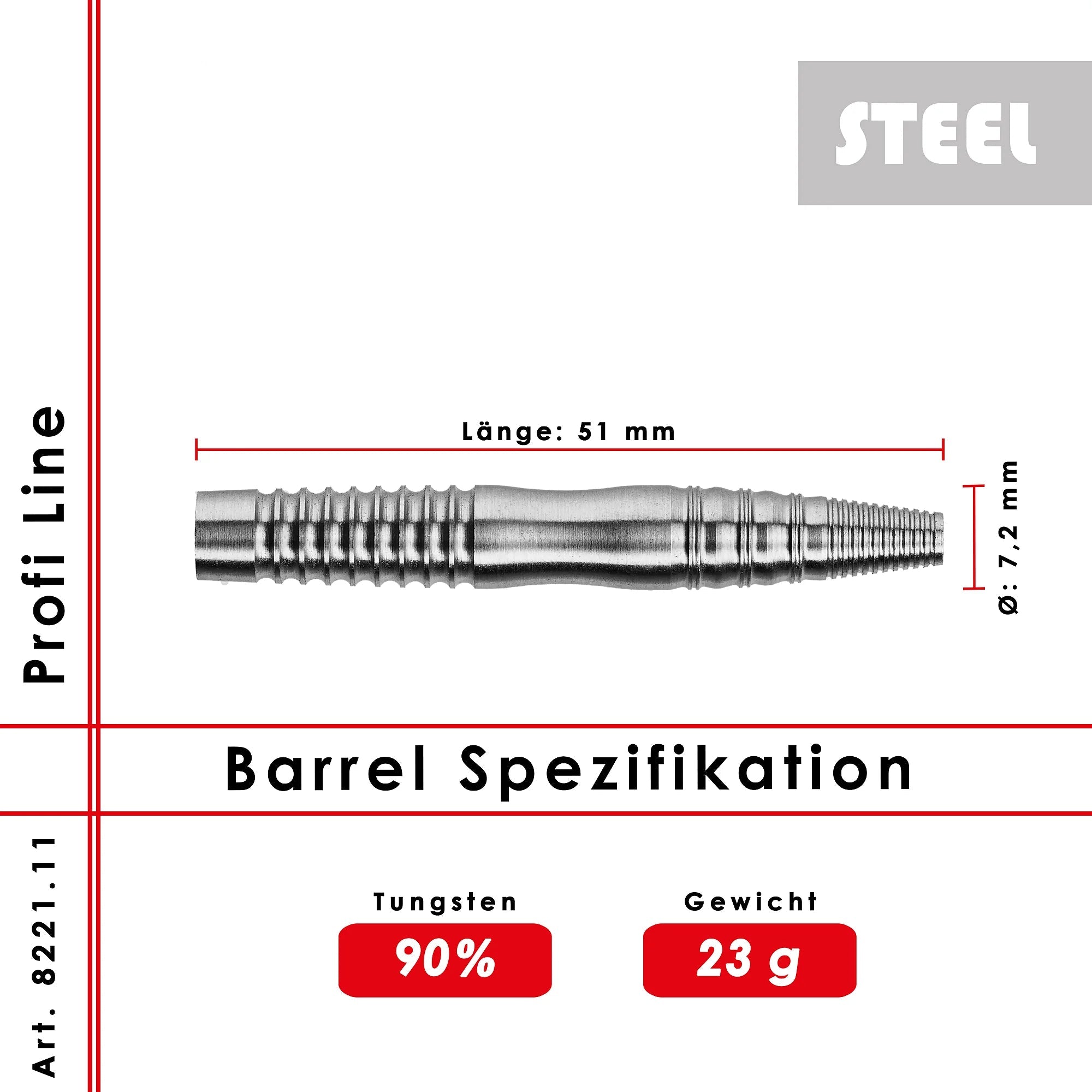 Karella PL-11 Profi Line Steeldarts Barrel 23g