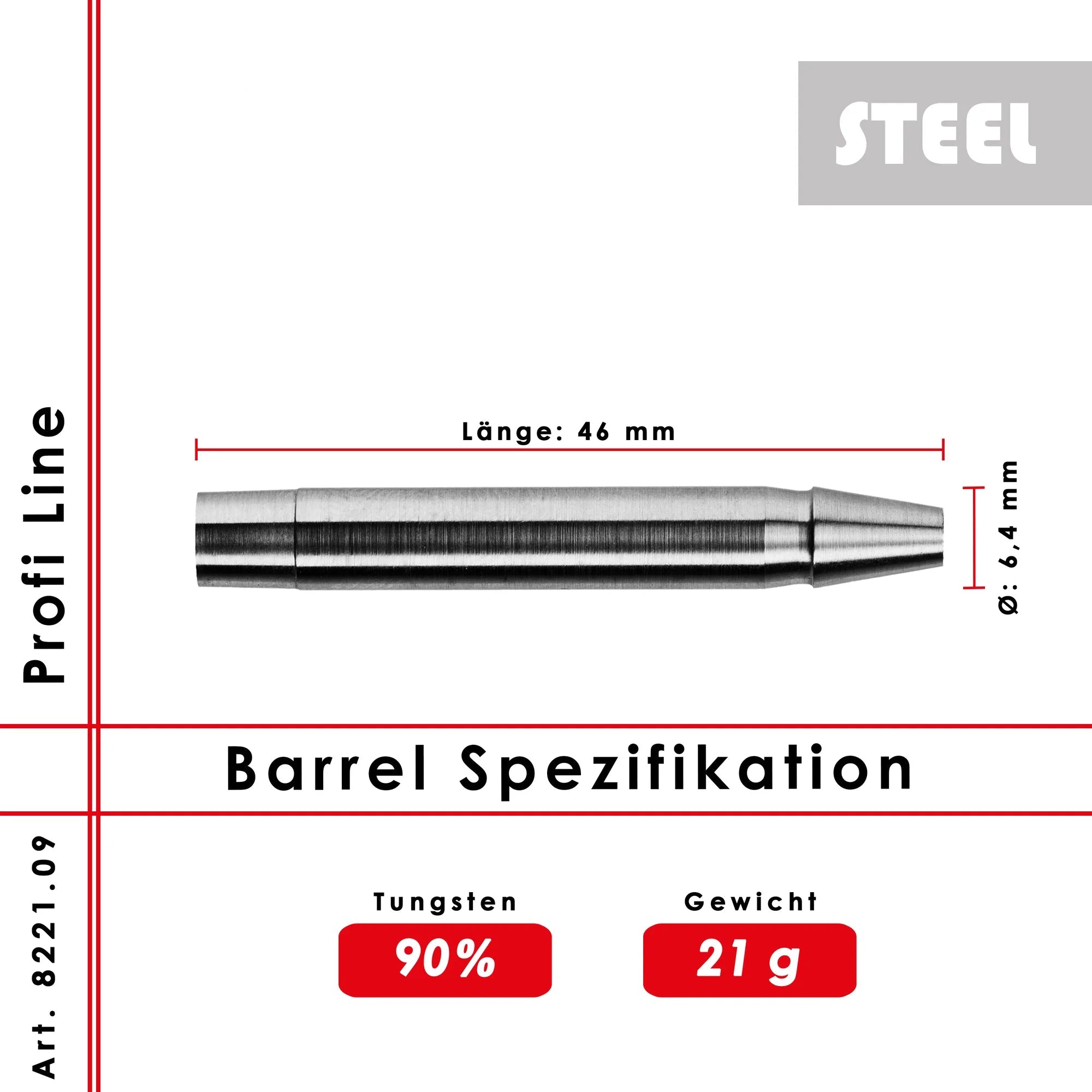 Karella PL-09 Profi Line Steeldarts Barrel 21g