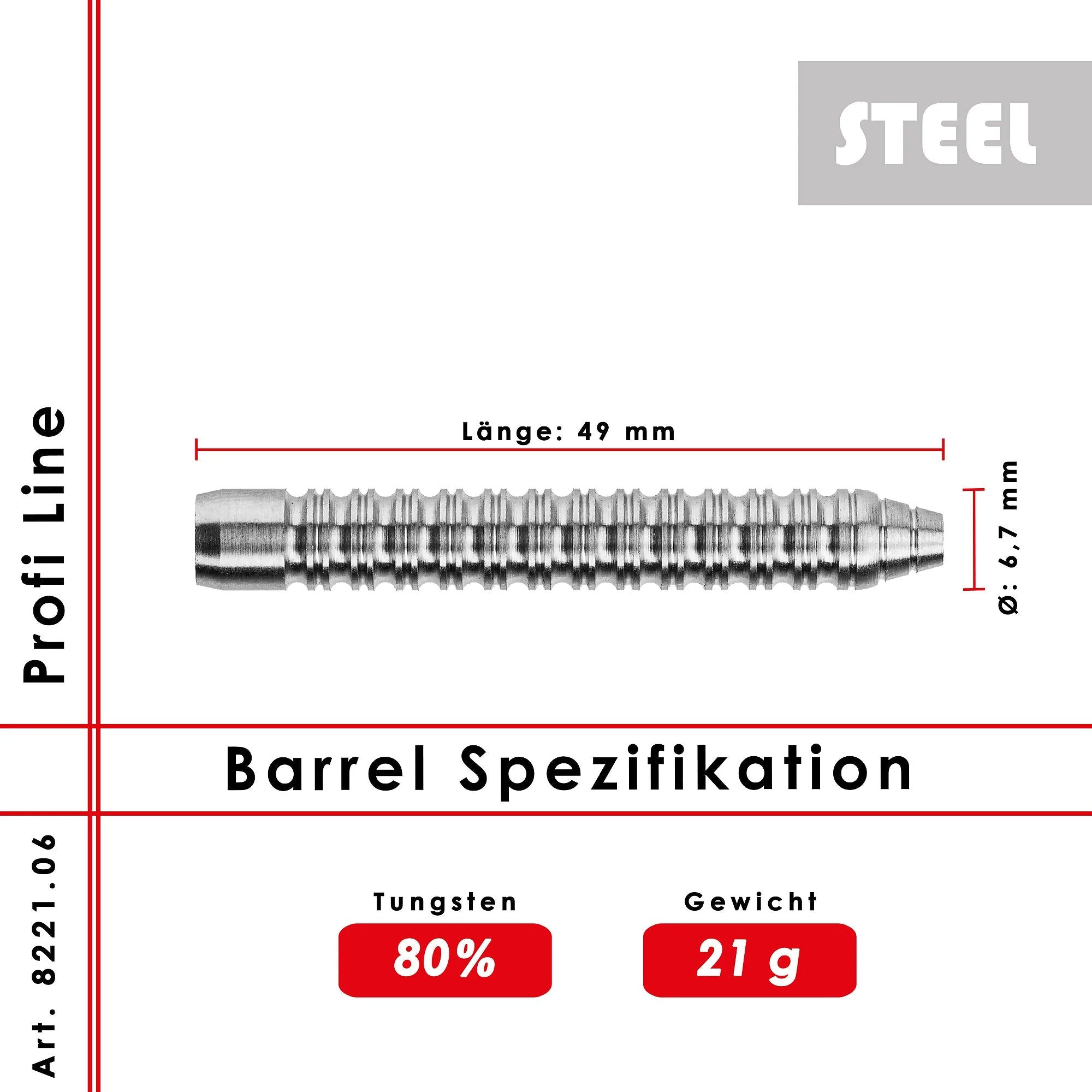 Karella PL-06 Profi Line Steeldarts Barrel 21g