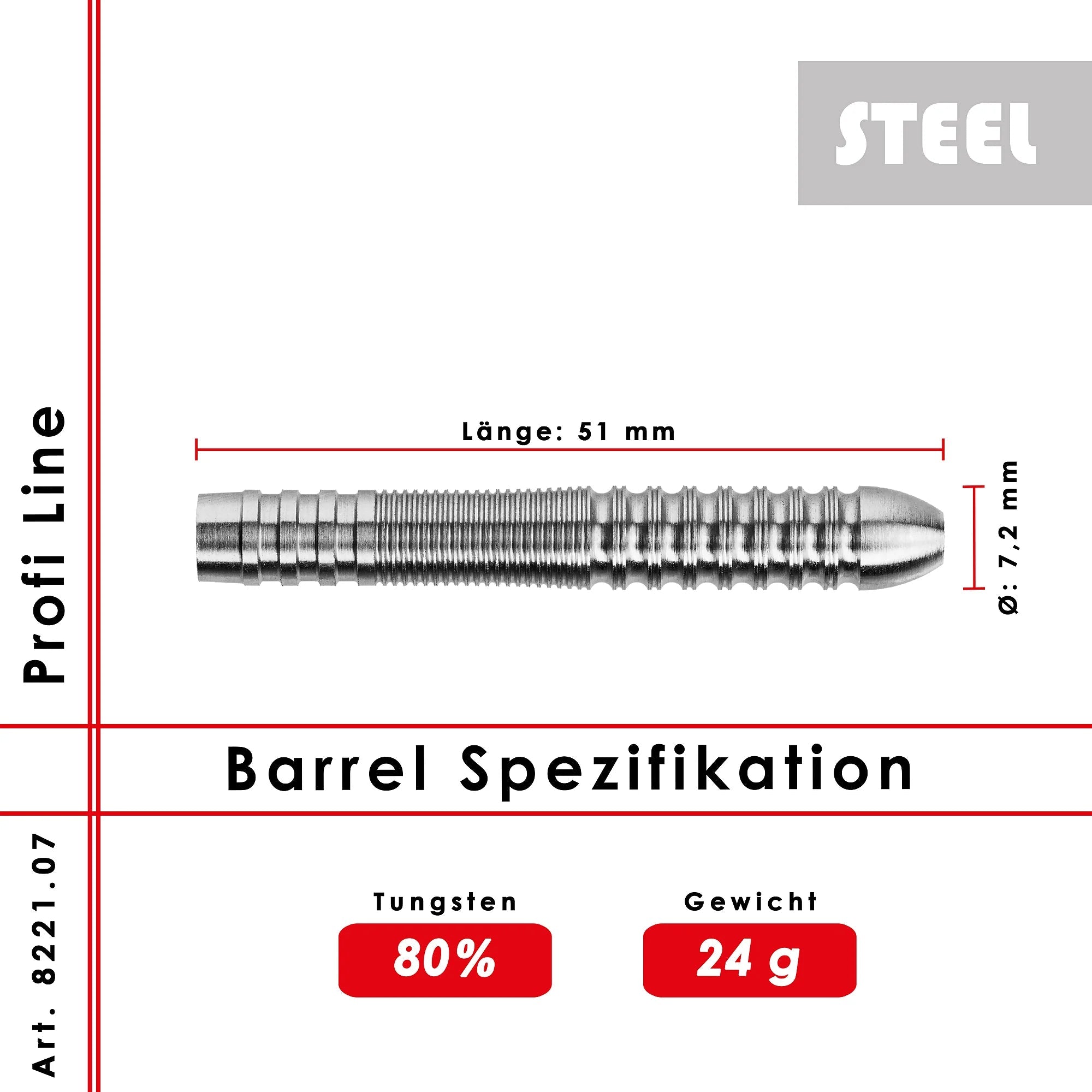 Karella PL-07 Profi Line Steeldarts Barrel 24g